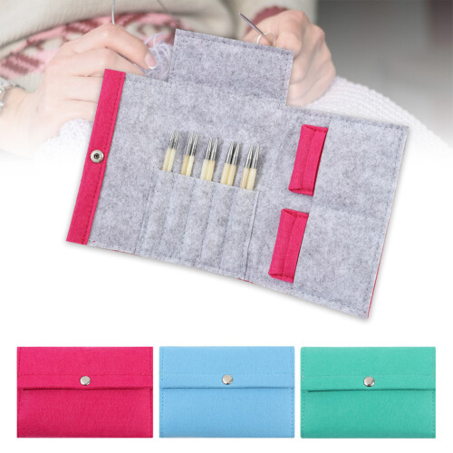 Travel Friendly Circular Needle Pouch Felt Craft-Sky Blue 2