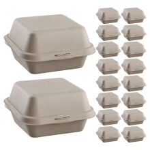 50Stk Clamshell-Behälter Aus Bagasse Für Burger, Sandwiches, , Kuchen