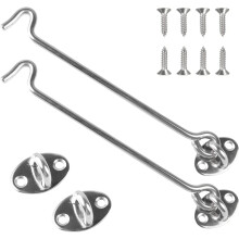 Stainless Steel Hook for Barn Door, Corrosion Resistance Cabin Hook with Grommets, Adjustable Position Wind-Proof Latch for Gate Shed Window Security,
