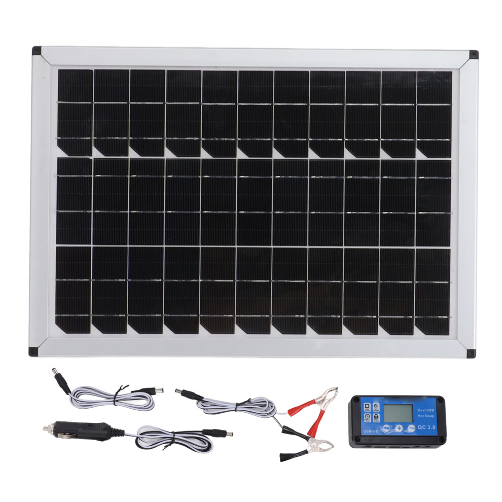 Outdoor Solar Power Generator Panel, Dual Usb Output 100W 18V Monocrystalline Silicon Solar Charger, Portable And Efficient Energy Source For Rvs Boat 9454554436494
