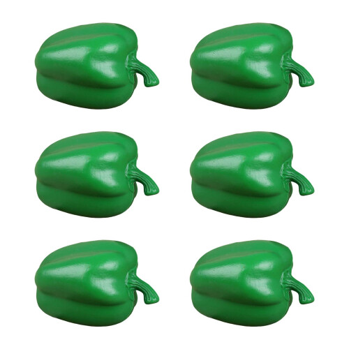 6Pcs Realistic Artificial Vegetable Models-Green bell pepper