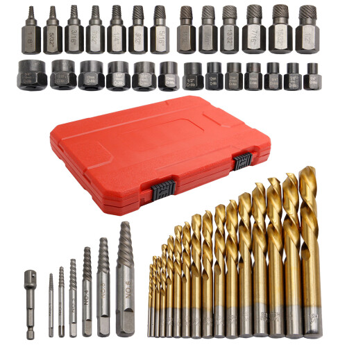 Comprehensive 49Piece Screw Extractor & Left Hand Drill Bit Set