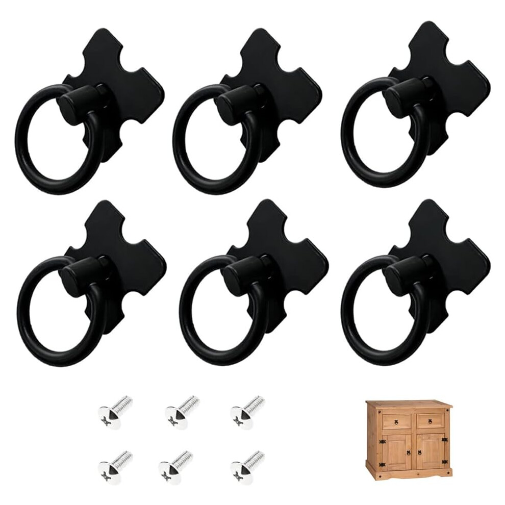 Cabinet Pulls For Kitchen Bedroom, Rust Resistant Ring Pull Handles, Durable Antique Furniture Drawer Knobs, Zinc Alloy Construction With Black Powder 9454554442037