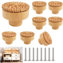 Tiradores de cajones de madera estilo bohemio, tiradores decorativos tejidos a mano para armarios y cajones, tiradores de herrajes para armarios con