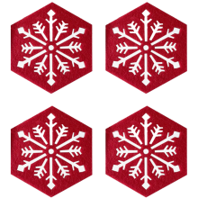 Poinsettia Embroidered Placemats, Luxurious Fabric Easy to Clean For Breakfast Corner And Kitchen Counter, Set Of 4