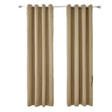 Luxury Microfiber Total Privacy Blackout Thermal Grommet, Blackout Curtains for Bedroom Living Room, Silver Grommets 1.6 Inch, 2 Panels Beige, Room Da