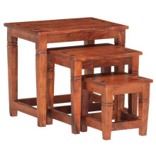 vidaXL 3x Solid Acacia Wood Nesting Table Coffee Side Tea Accent Stand Desk