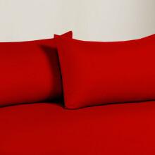 (Pillow Case Pair, Red) 30cm Fitted Sheet-Extra Soft Microfiber Fitted Bed Sheet- Single,Double & King Sizes