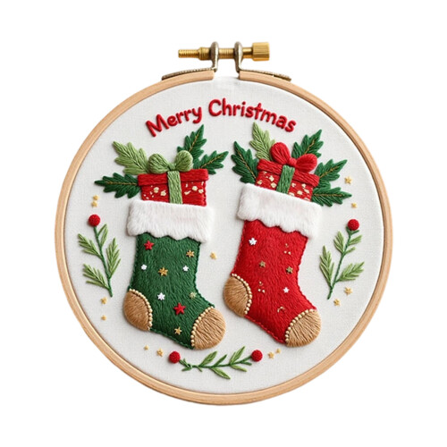 Christmas Themed Embroidery Set with Instruction Stitching-6
