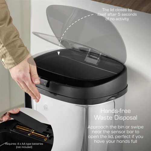 Swan Swan Townhouse Round Sensor Bin with Hands-Free Opening Motion Sensor 2
