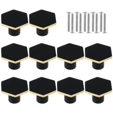 Lådknoppar för möbeluppgradering, Hexagonformade skåpknoppar med halkfri frostad textur och mattsvart finish, massiv mässing med slät yta