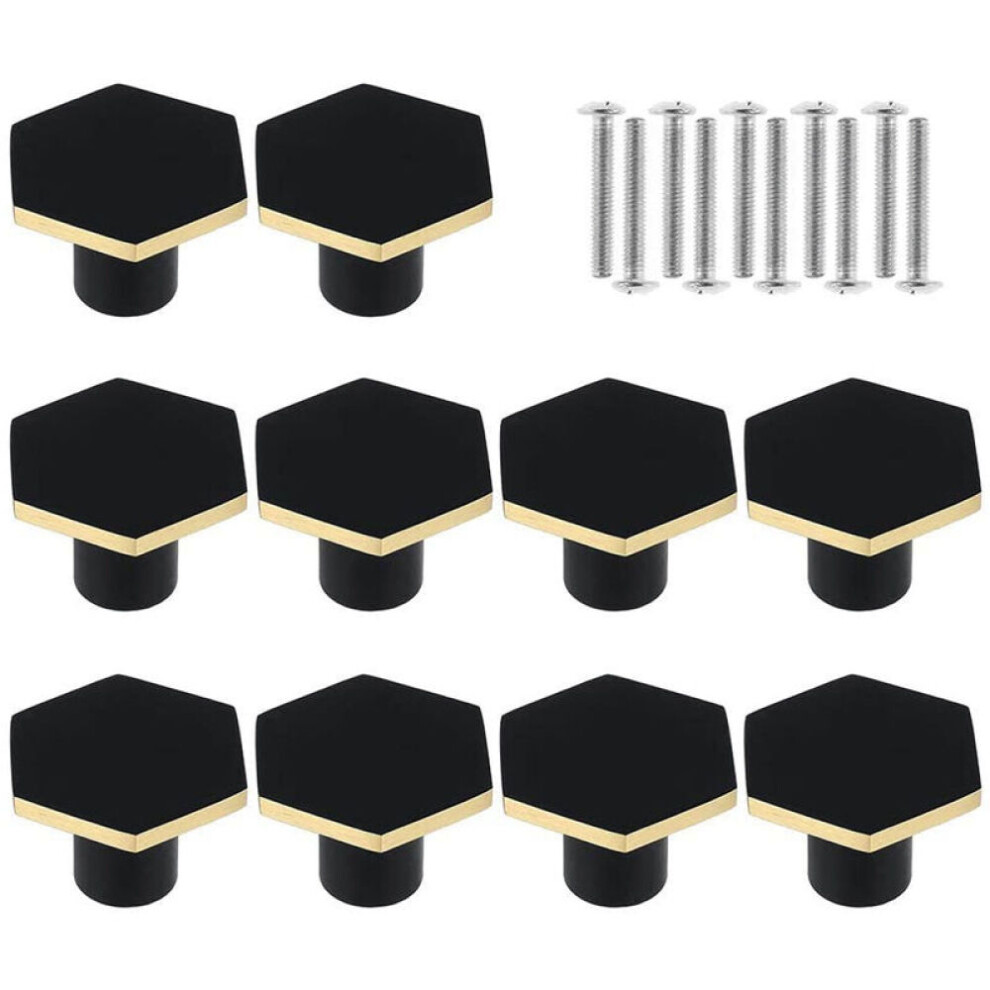 Drawer Knobs For Furniture Upgrade, Hexagon Shape Cabinet Knobs With Anti-Slip Frosted Texture And Matte Black Finish, Solid Brass Smooth Surface Will 9454554453170