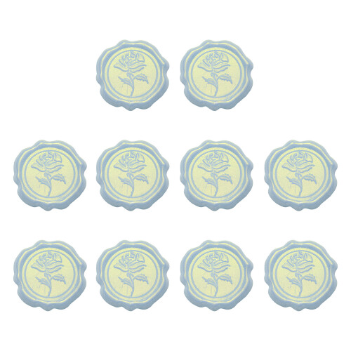 10x/Set Umschlagaufkleber Funkelnde-Rose39 Welle hellbl