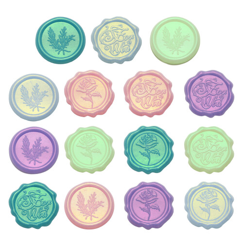 10x/Set Umschlagaufkleber Funkelnde-Rose39 Welle hellbl 1