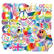 101 stuks zelfklevende kleurrijke regenboogstickers, scrapbookstickers voor kinderen, laptop, koelkast, telefoonhoesje, waterfles, waterdichte