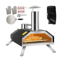 Compact 304 Stainless Steel Portable Pizza Oven with Foldable Feet & Insulated Design - Includes Complete Accessories & Carry Bag for Outdoor Cooking