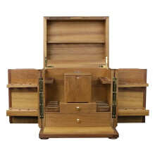 Elegant Muxiang Classical Wooden Smoking Pipe Cabinet with Humidor Jar - Holds 18 Tobacco Pipes - Perfect Gift for Dad