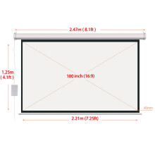 100-Inch 16:9 HD Motorized Projection Screen with Wireless Remote for 3D LED/DLP/Laser Projectors