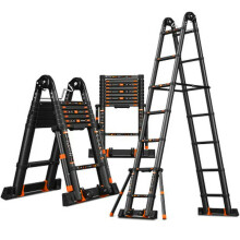 Premium 5m Aluminum Alloy Multifunctional Foldable Telescopic Ladder with Anti-Tilting Herringbone Design