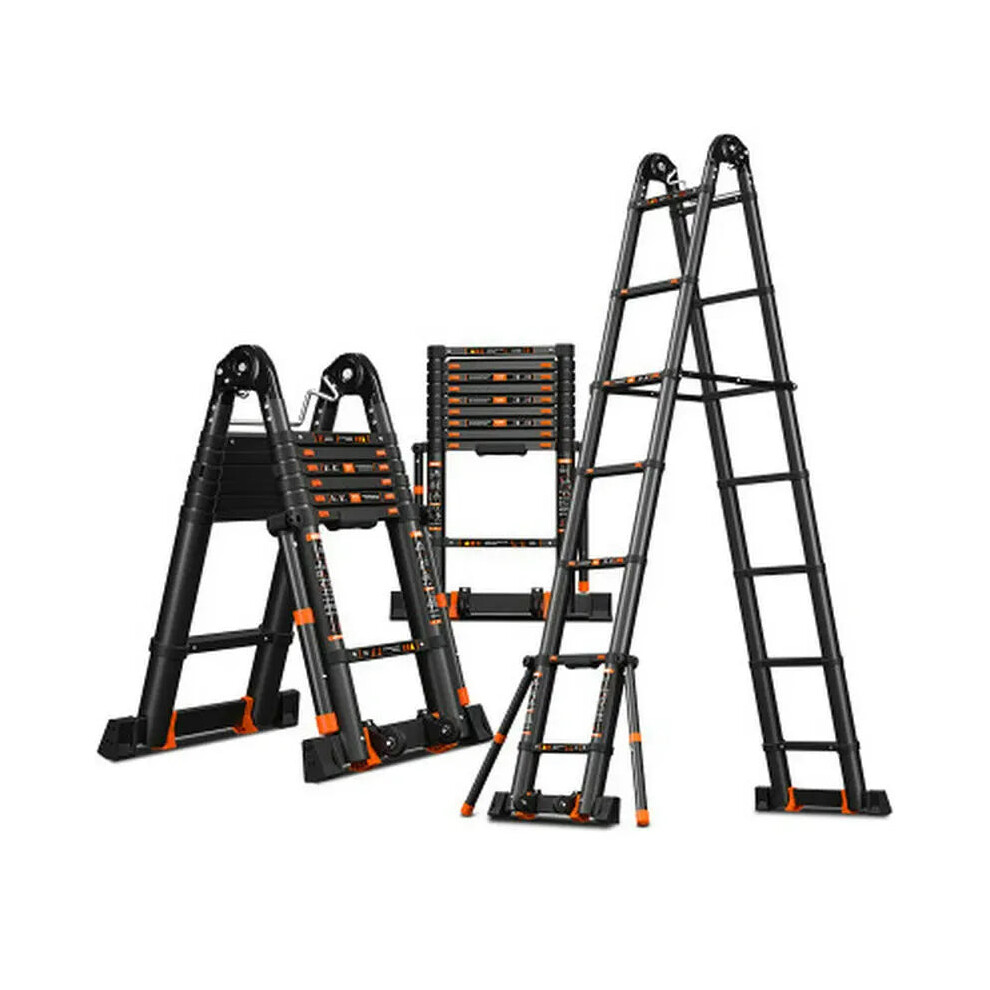 Premium 5M Aluminum Alloy Multifunctional Foldable Telescopic Ladder With Anti-Tilting Herringbone Design 384925403222