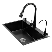 Elegant Black Nano Single Slot Kitchen Sink - Large 304 Stainless Steel Hand Washing Basin