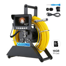 High-Resolution Sewer Pipe Inspection Camera with 17mm & 22mm Lens, 4500mAh Battery, and 16GB DVR Card