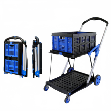 Versatile Folding Double Decker Cart: Perfect for Shopping, Pet Transport, and More