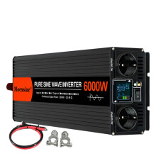 Moexsiac High-Power Pure Sine Wave Inverter - 4000W/5000W/6000W, Dual EU Sockets, DC 12V/24V/48V to AC 220V Voltage Converter for Solar and Car Use