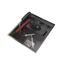 Compact Stainless Steel Mini Bar Sink with Cover Plate and Cup Washer - Multifunctional Single Slot Kitchen Wash Basin