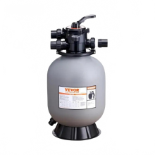 High-Flow Sand Filter System: 16-24 Inch with 7-Way Multi-Port Valve for Above/Inground Pools - Gray