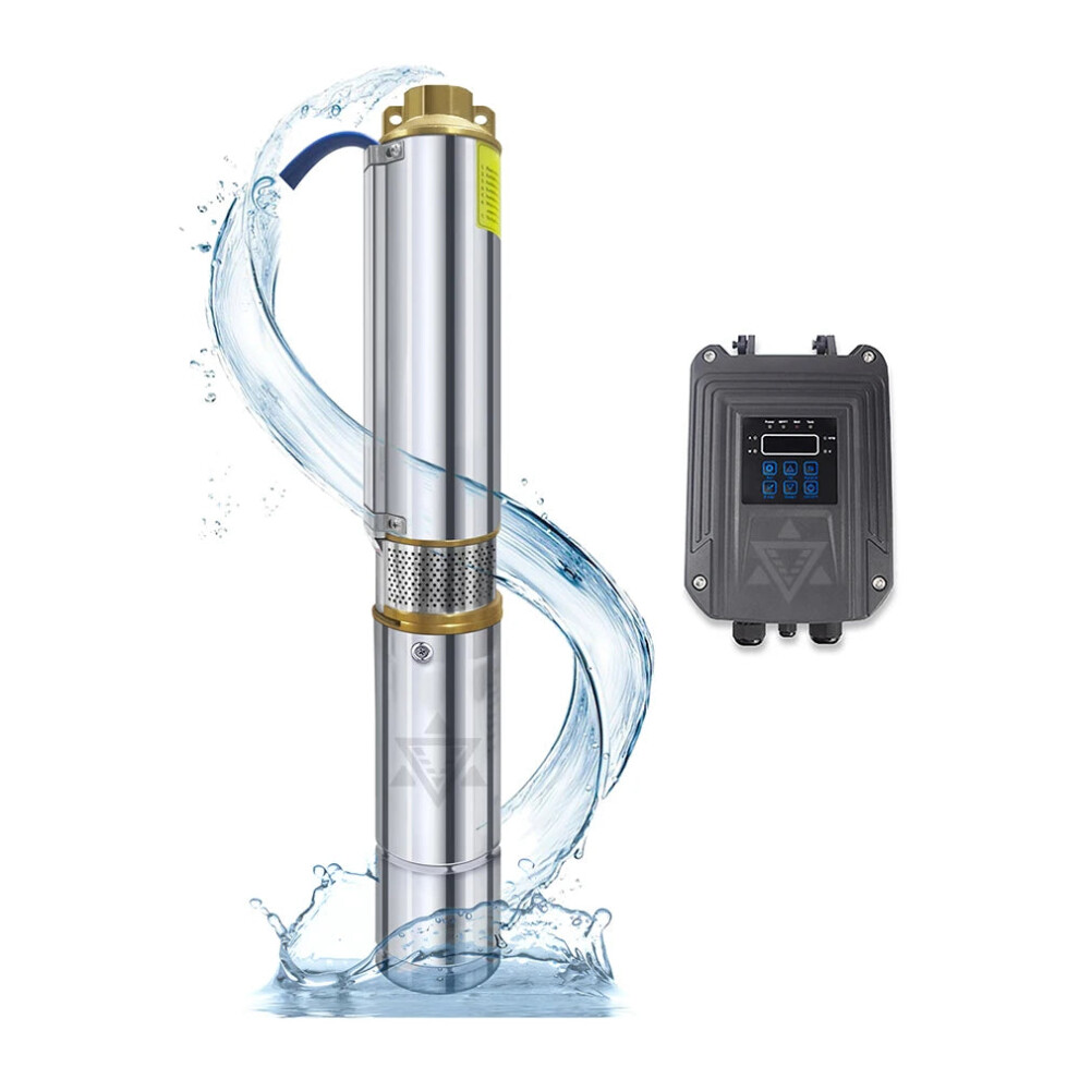 Efficient 400W Stainless Steel Solar Deep Well Water Pump With External Controller - 48V Dc, 1.25 Outlet, 2.6T/H Flow, 40M Head 7445002072052