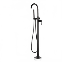 Matte Black Floor-Mounted Bathtub Filler with 360Â Rotating Spout - Kemaidi Roman Tub Faucet Set