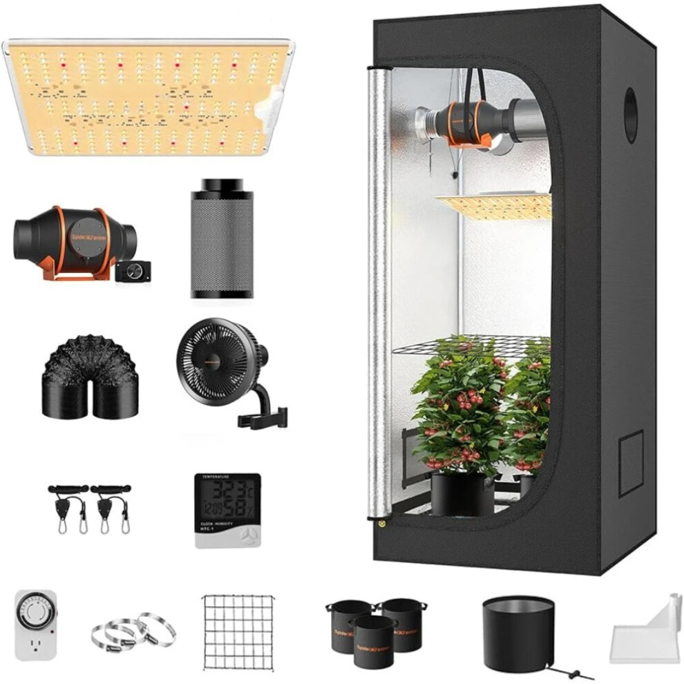 Premium 1680D Mylar Hydroponic Grow Tent With Observation Window & Removable Floor Tray Light 744759410986