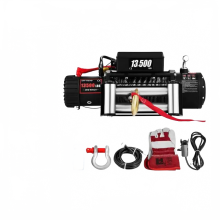 12V Electric Winch 13,500 lbs with Remote Control for 4x4 Off-Road Vehicles, Synthetic Rope, and Towing Strap for ATV & Truck