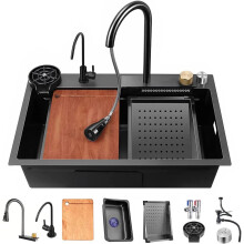 304 Stainless Steel Waterfall Kitchen Faucet with High-Pressure Cup Washer for Coffee Shops & Wine Bars