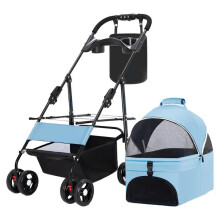 Compact Pet Stroller & Folding Cart - 66 lbs Capacity with Removable Storage Bag for Travel, Shopping, and Picnics
