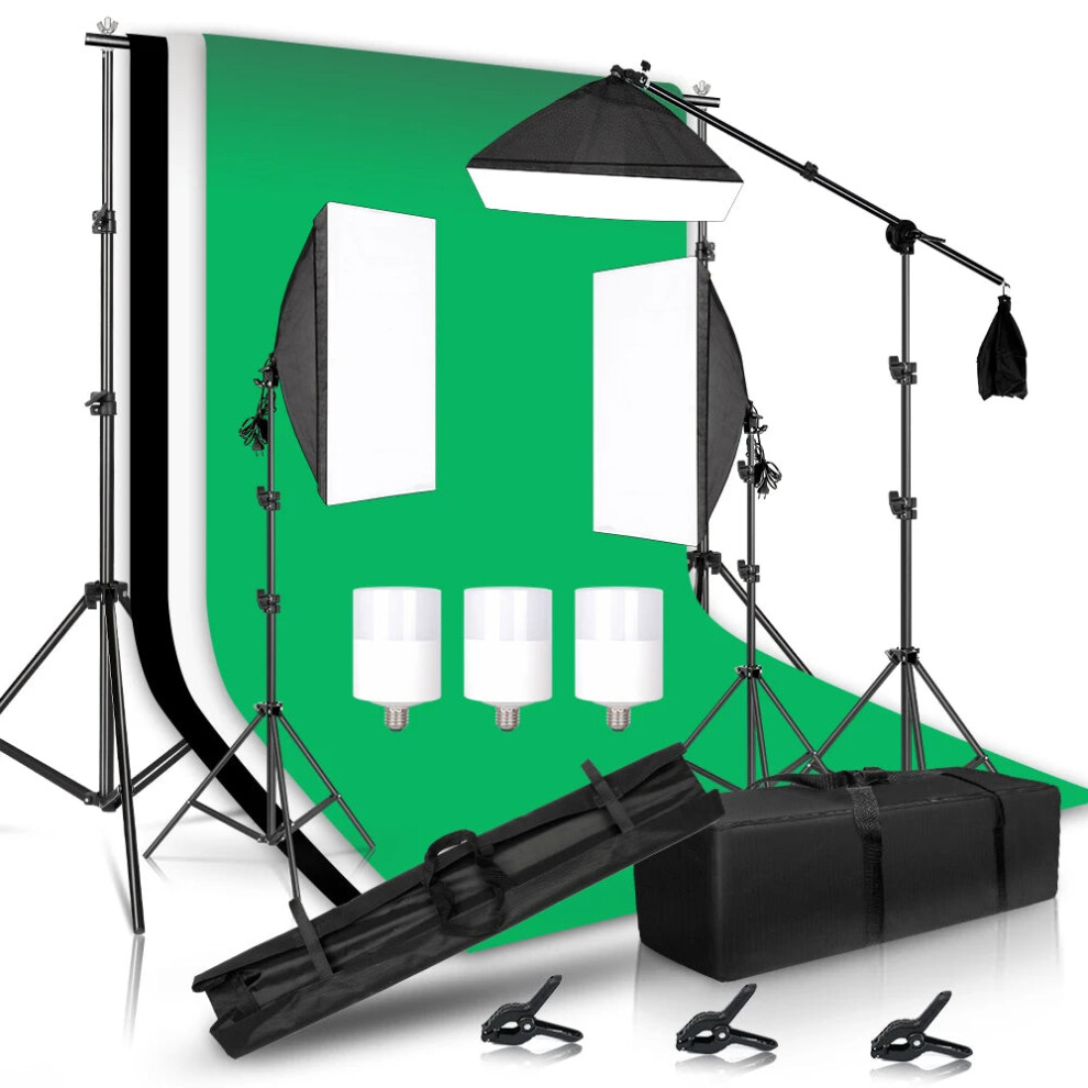 Complete Photography Ing Kit: Includes 2X2m Muslin Backdrops, Softbox Stands, And Portable Carrying Bag For Professional Photo Studio Light 726084485983