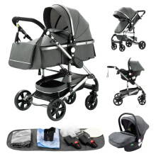 Elegant 3-in-1 Baby Stroller: Portable, Foldable Aluminum Frame Pram for Newborns