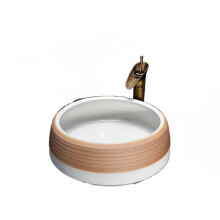 Retro Ceramic Art Wash Basin - Round Single Basin for Balcony & Bathroom
