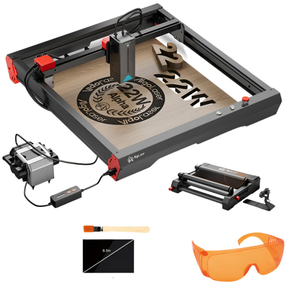 Algolaser Alpha 22W Cnc Laser Cutter With Air Assist Pump & Wifi - Precision Metal Engraver For Woodworking & Laser Engraving 7445009743757
