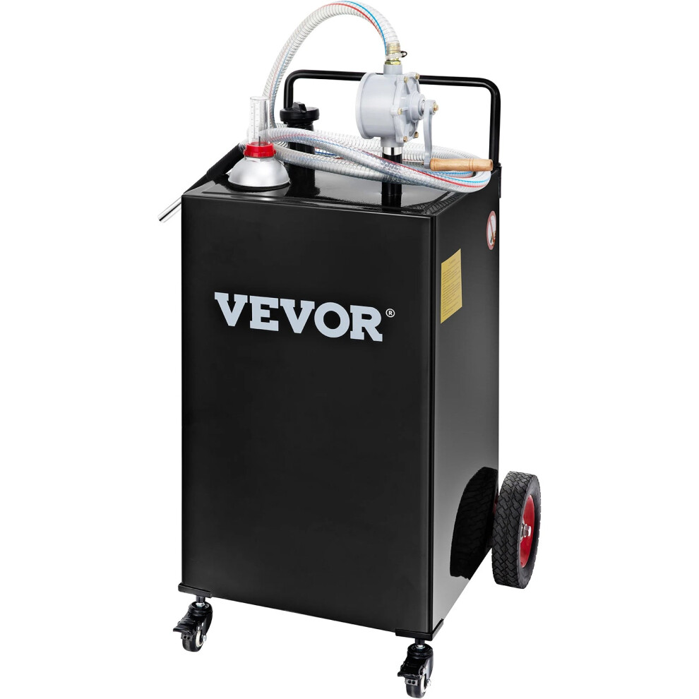 Portable 35-Gallon Fuel Caddy With Manual Transfer Pump - Mobile Gasoline & Diesel Storage Tank For Cars & Boats 7445033333375