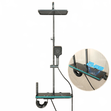 Smart Grey Digital Display Rainfall Shower System with Pressurized Wall-Mounted Piano Key Faucet
