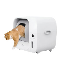 Smart App-Controlled Automatic Cat Litter Box with Deodorizer, 60L Large Capacity, Safe and Hygienic, Sleek White Design