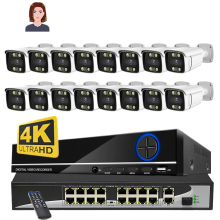 16-Channel 4K Security Camera System with 8MP Face Detection, Color Night Vision, 2K Two-Way Audio, and PoE NVR Kit for Home CCTV Surveillance