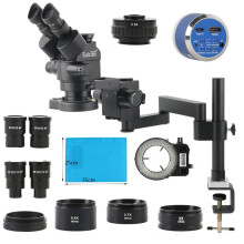 4K HDMI USB Video Camera with 55MP & 48MP Resolution, Rotatable Universal Articulating Arm Stand, 3.5X-180X Simul-Focal Trinocular Stereo Microscope