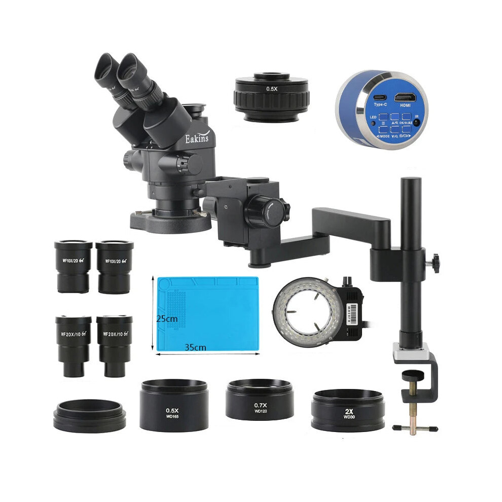4K Hdmi Usb Video Camera With 55Mp & 48Mp Resolution, Rotatable Universal Articulating Arm Stand, 3.5X-180X Simul-Focal Trinocular Stereo Microscope 744110242898