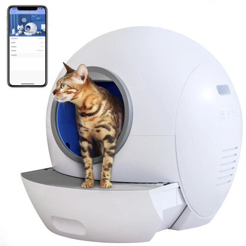 Smart App-Controlled Self-Cleaning Cat Litter Box - Odorless, Extra Large, I for Multiple Cats