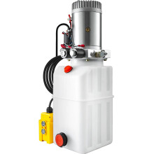 6 Quart Double Acting Hydraulic Pump for Dump Trailer Unloading - 12V/24V Plastic Power Unit