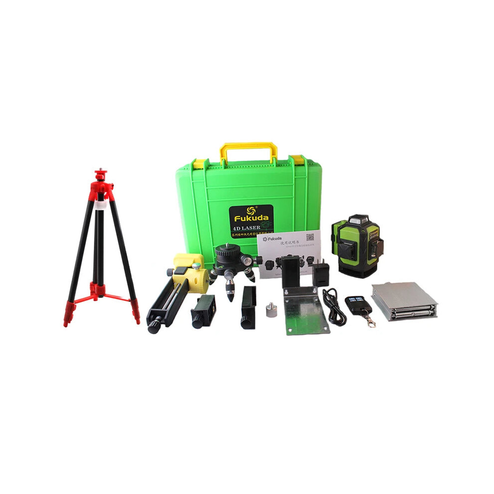 Fukuda 360Ã 16-Line 4D Green Beam Rotary Laser Level - Self-Leveling Cross Line Leveler For Indoor & Outdoor Use 313099428403