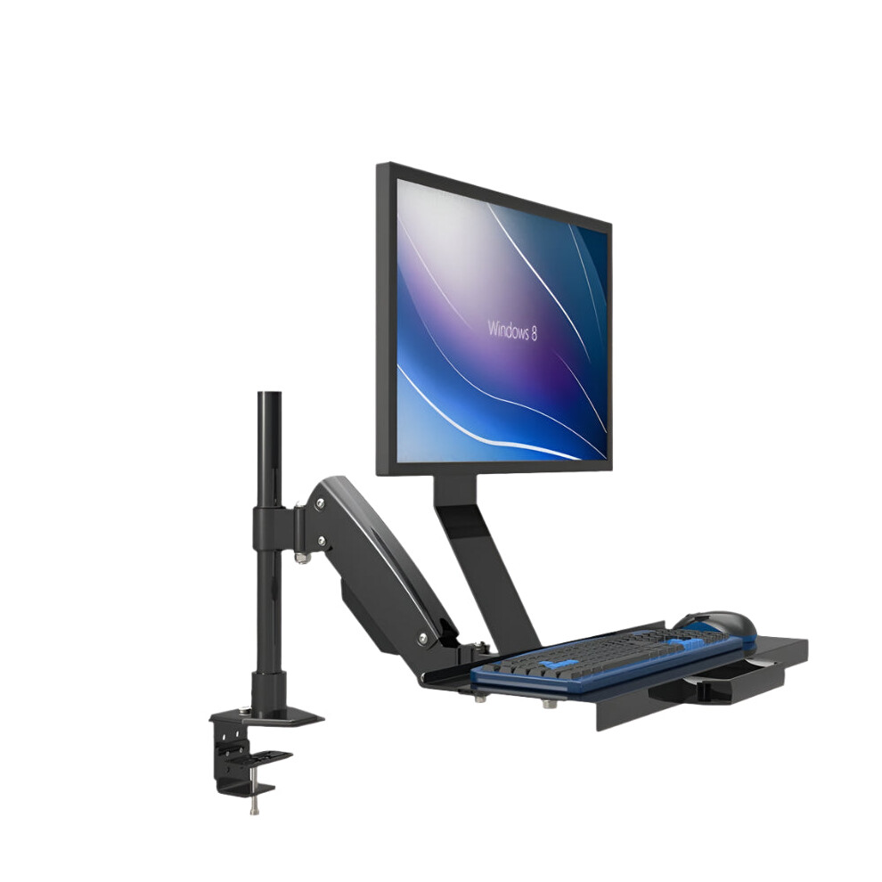 Ergonomic Full Motion Sit-Stand Desktop Mount With Gas Spring Arm For Monitor And Keyboard - Model W809 7445016914997